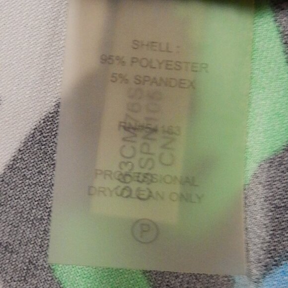 Calvin Klein Green/Blue/White/Black Pleated Neck Sleeveless Career Top Small EUC - Picture 11 of 12